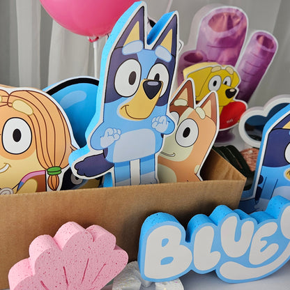Pink Bluey birthday decorations perfect for girls’ party cutouts and centerpieces.