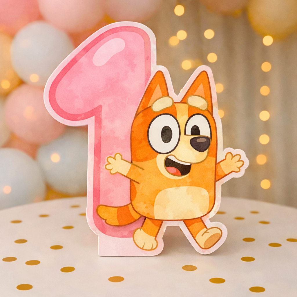 Bingo number 1 watercolor foam centerpiece for first birthday party decoration