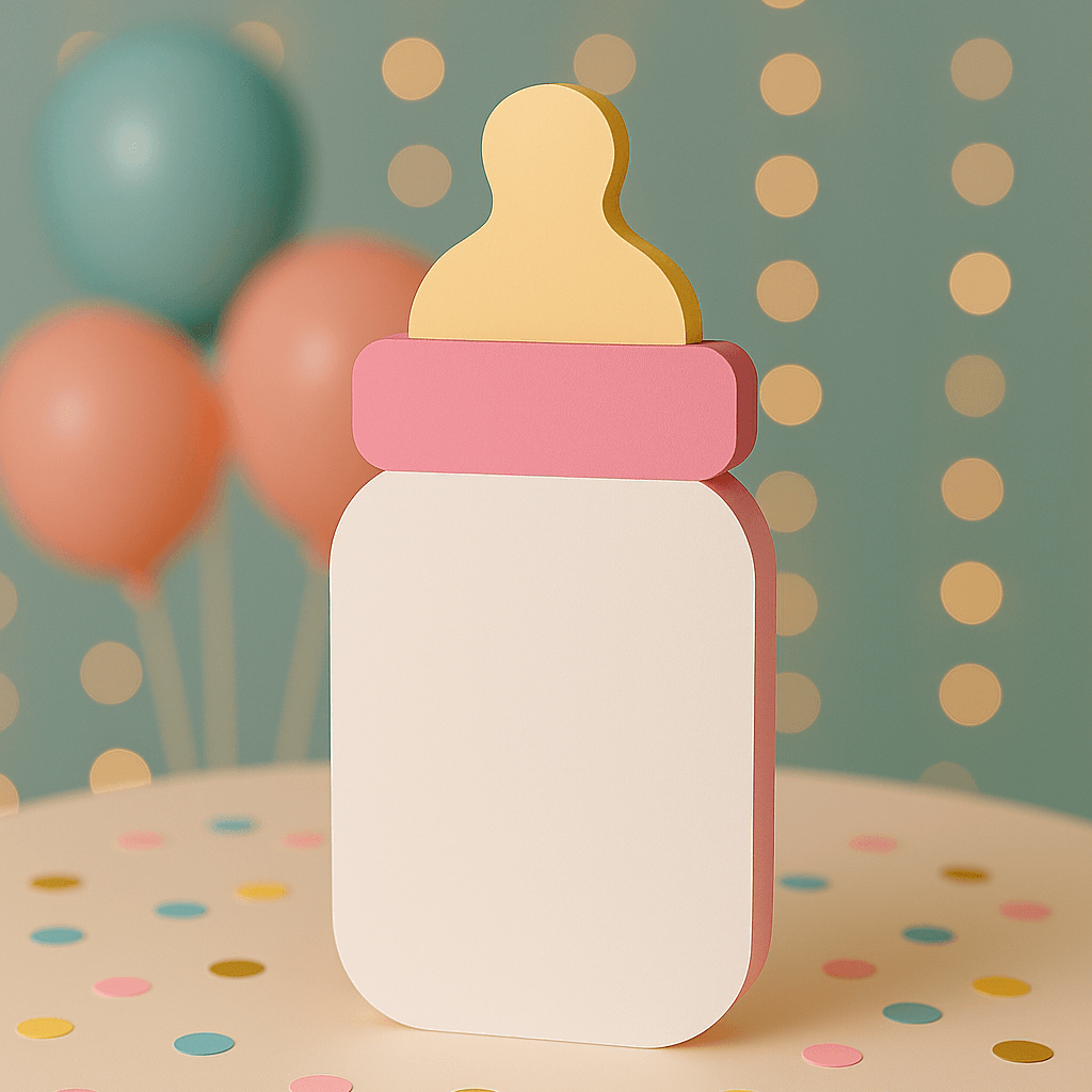 Hand-painted pink baby bottle centerpiece handmade foam decoration for baby shower