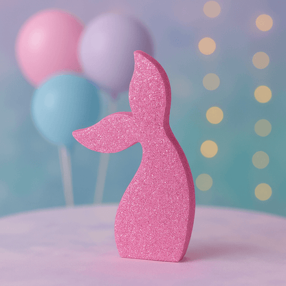 Handmade pink mermaid tail centerpiece with glitter for birthday party décor
