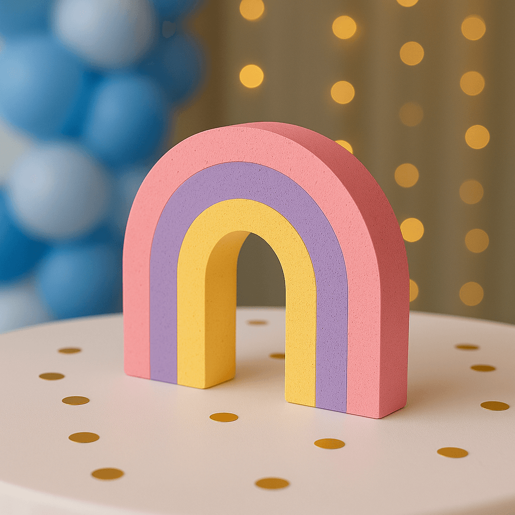 pink rainbow centerpiece 