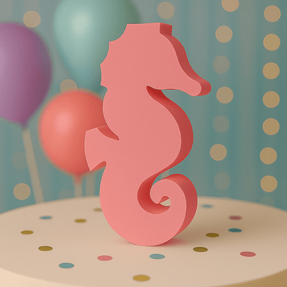 Pink seahorse centerpiece for under the sea birthday decoration – handmade foam cutout