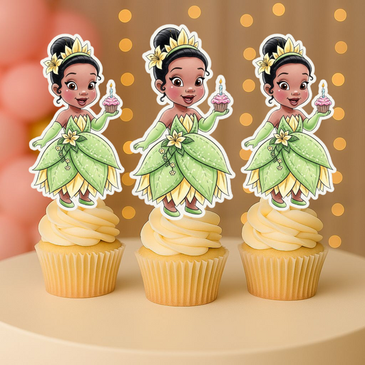 Princess Tiana cupcake toppers for Princess and the Frog birthday party decorations