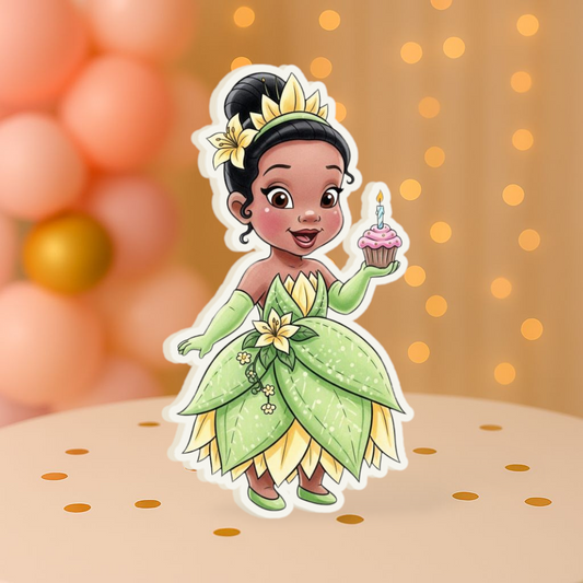 Princess Tiana cutout centerpiece for Princess and the Frog birthday decorations

