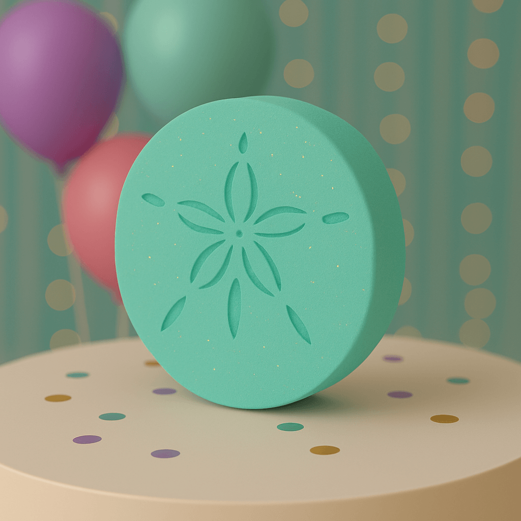 Under the sea sand dollar centerpiece in pastel tones for kids birthday table decor