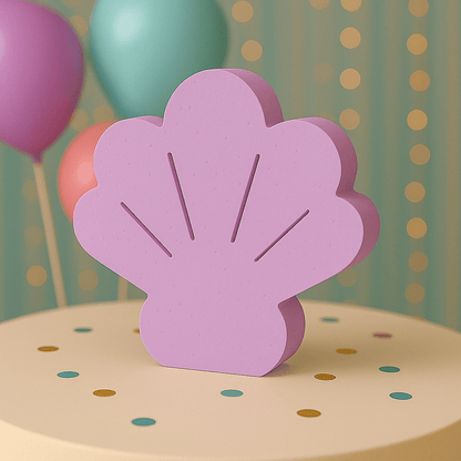 Under the sea seashell centerpiece in pastel tones for kids birthday table decor