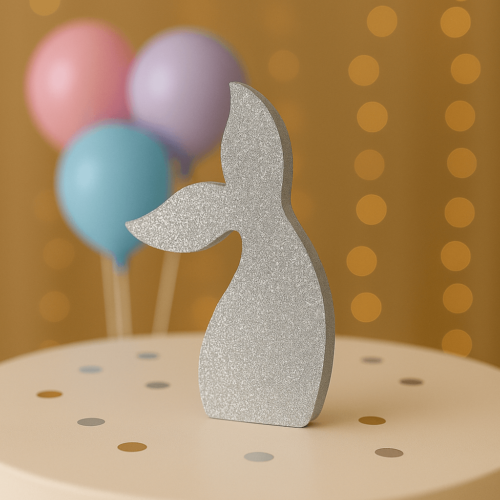 Silver mermaid tail centerpiece glitter handmade décor for mermaid birthday party