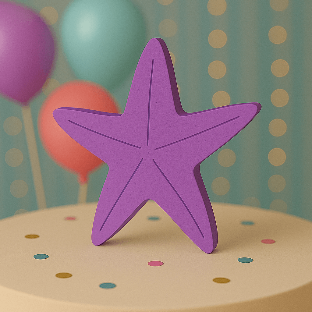 Under the sea starfish party centerpiece in pastel tones for kids birthday table decor