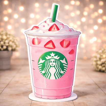 strawberry frappe birthday decorations centerpiece foam cutout for coffee theme party and pink drink birthday
