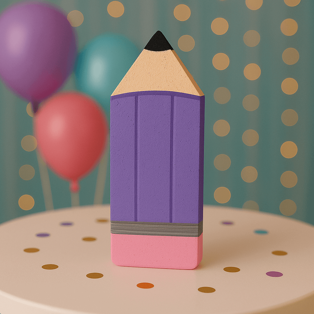 Handmade foam pencil centerpiece for teacher appreciation week decorations.