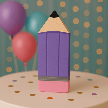 Handmade foam pencil centerpiece for teacher appreciation week decorations.