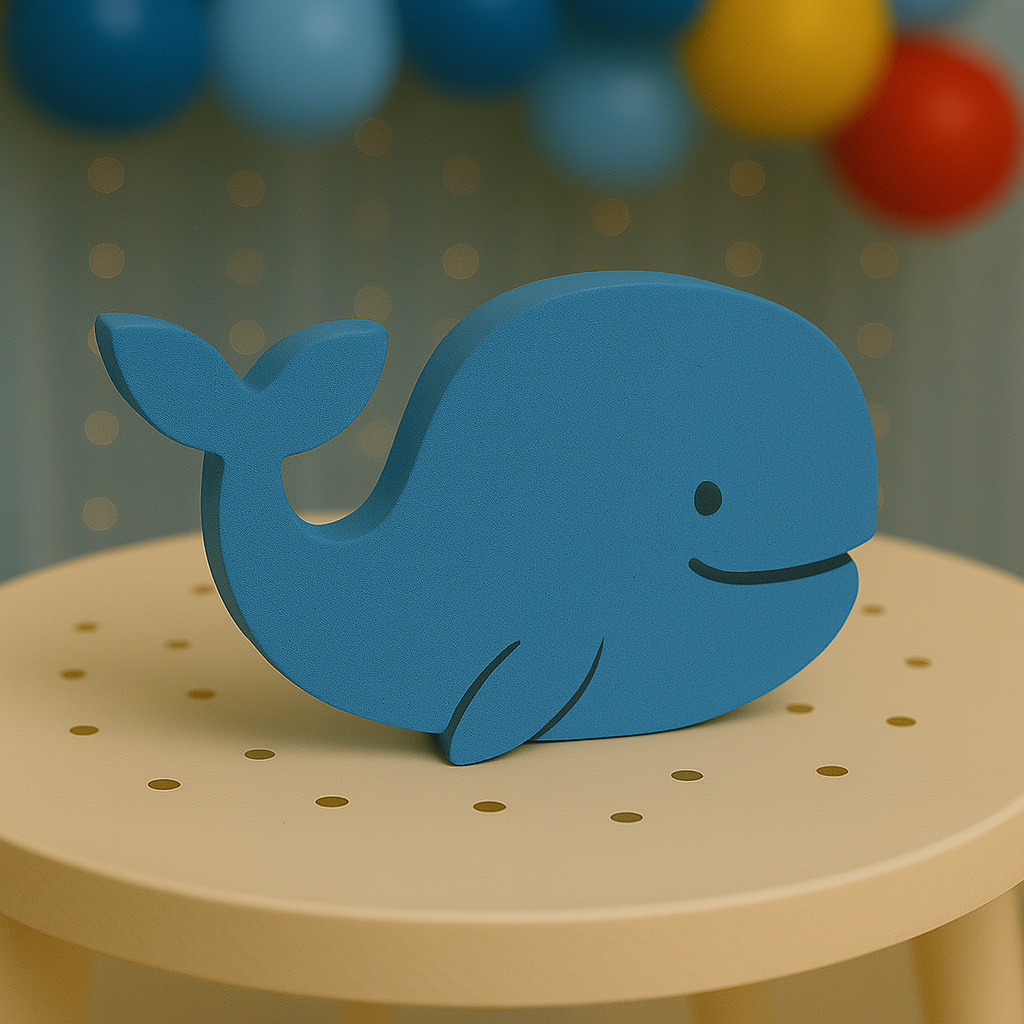 Handmade whale nautical centerpiece for ocean themed birthday decoration – foam cutout