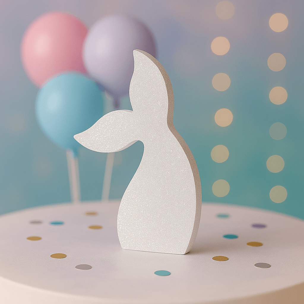 White mermaid tail centerpiece glitter handmade decoration for under the sea birthday