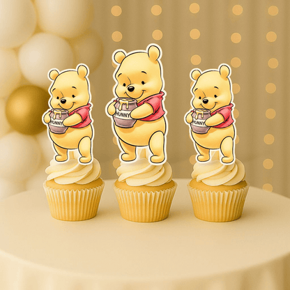 Winnie the Pooh cupcake topper with honey pot baby shower decoration