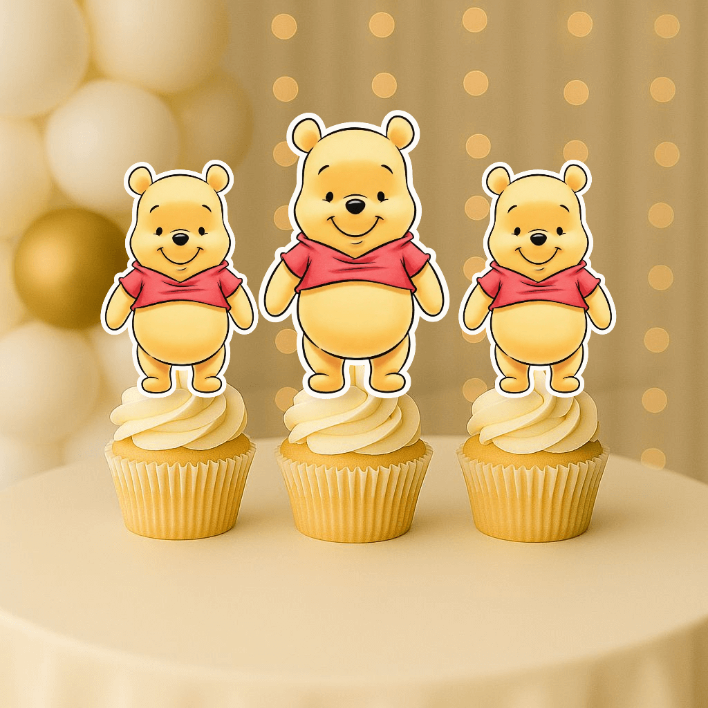 Standing Winnie the Pooh cupcake topper for first birthday party