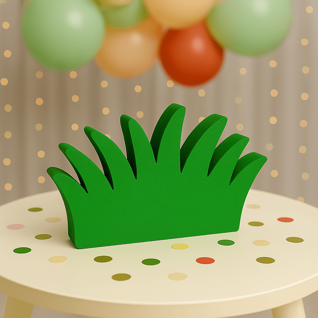 Foam grass centerpiece for woodland and fairy garden birthday decorations