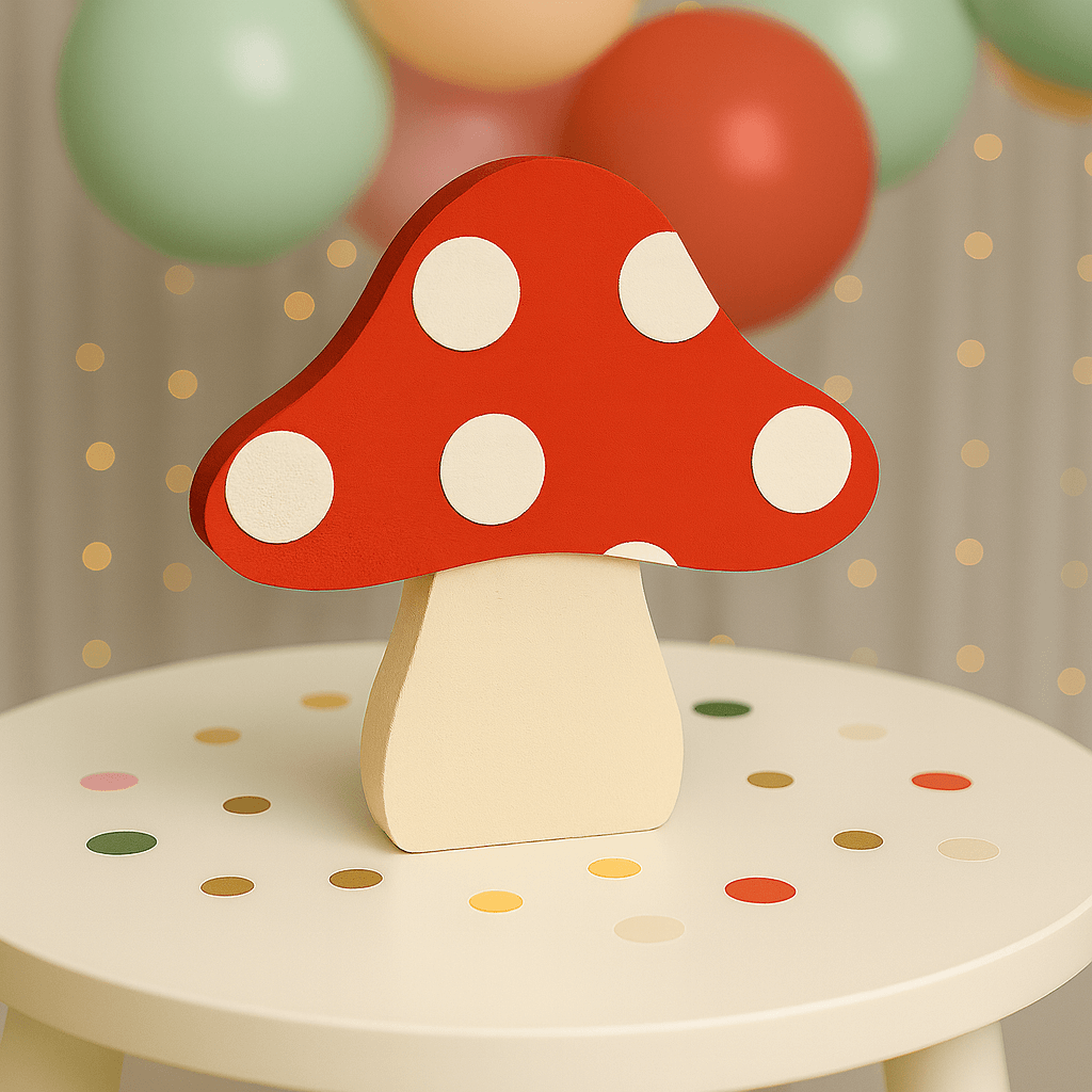 Woodland mushroom centerpiece red toadstool for enchanted forest or fairy garden party table decor