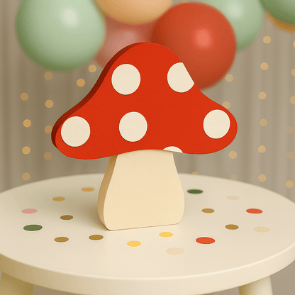 Woodland mushroom centerpiece red toadstool for enchanted forest or fairy garden party table decor