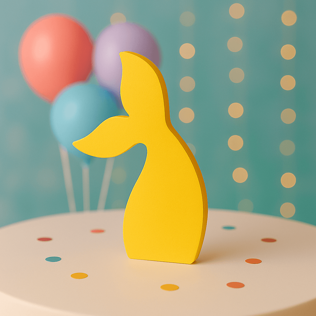 Yellow mermaid tail centerpiece plain foam handmade for kids birthday table